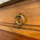 Louis XVI style bedside table, with a marble top and marquetry.