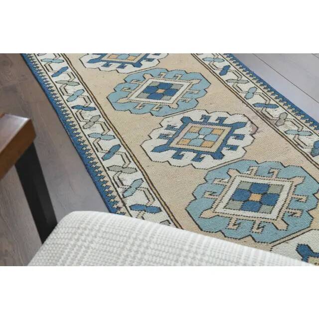 1970s Vintage Turkish Hand-Knotted Wool Cotton Orange Runner Rug 72x288