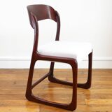 Chaise Baumann Traineau - Entièrement restaurée - Tissu, mousse & sangles : neuf