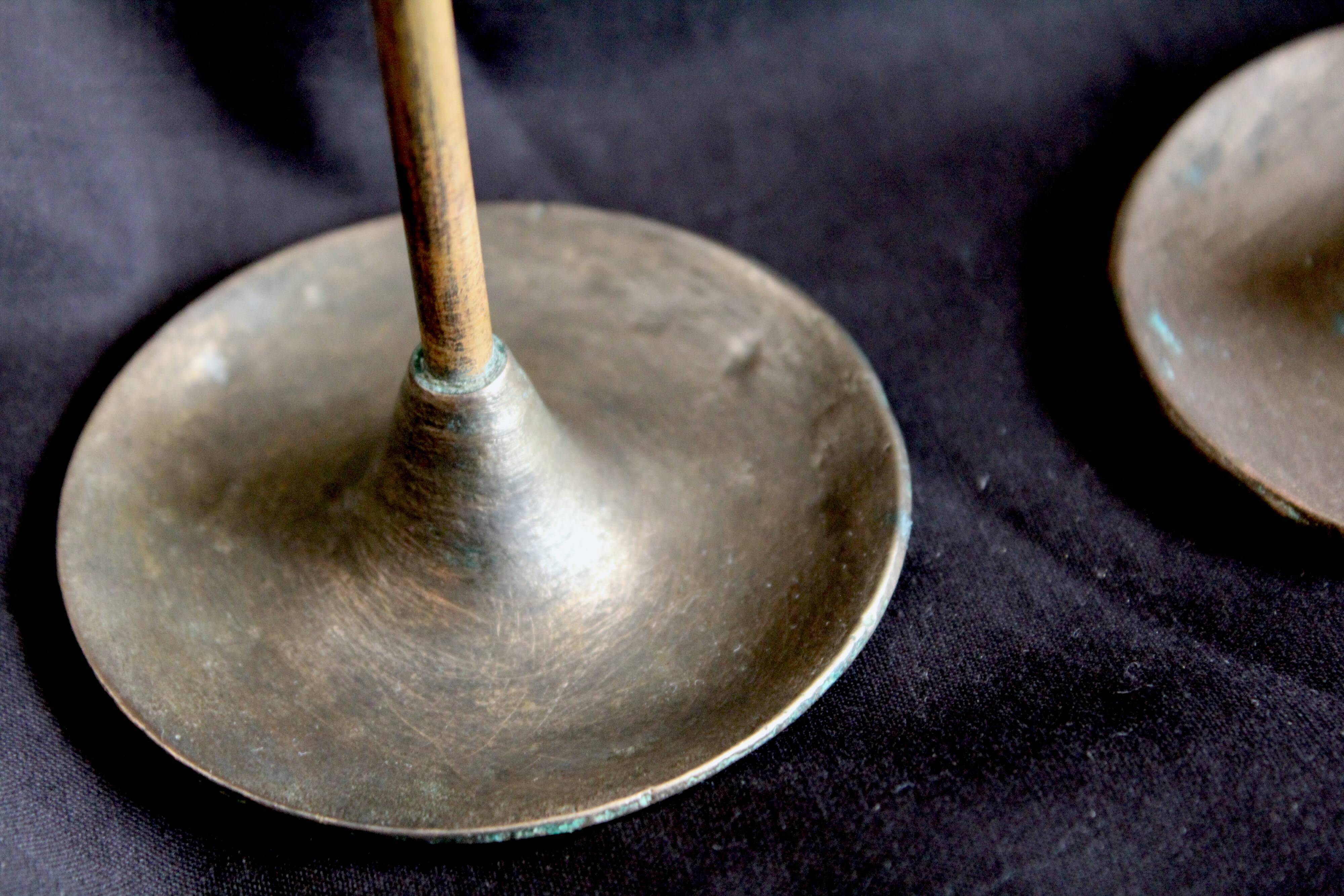Pair of brass candle holders