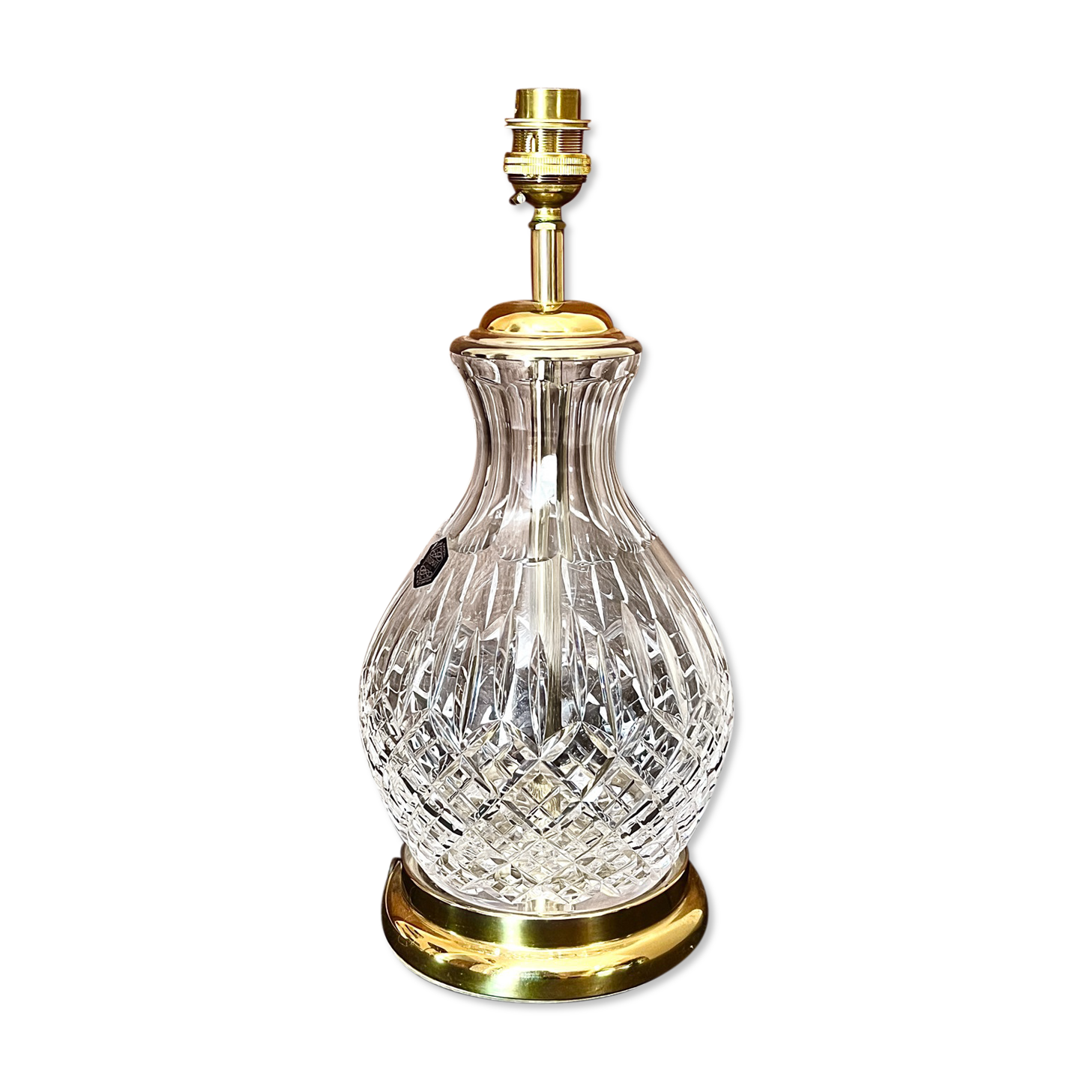 Crystal lamp stand | round diamond cut crystal lamp | stuart crystal lamp