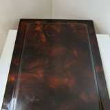 Vintage plexiglass lucite tray with tortoiseshell effect and brass rim, 1970s