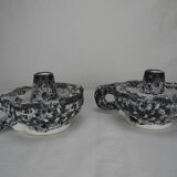 Pair of ceramic candlesticks Vallauris fat lava Keramik