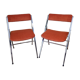 Paire de chaises pliantes vintage en acier chromé années 70, restaurées