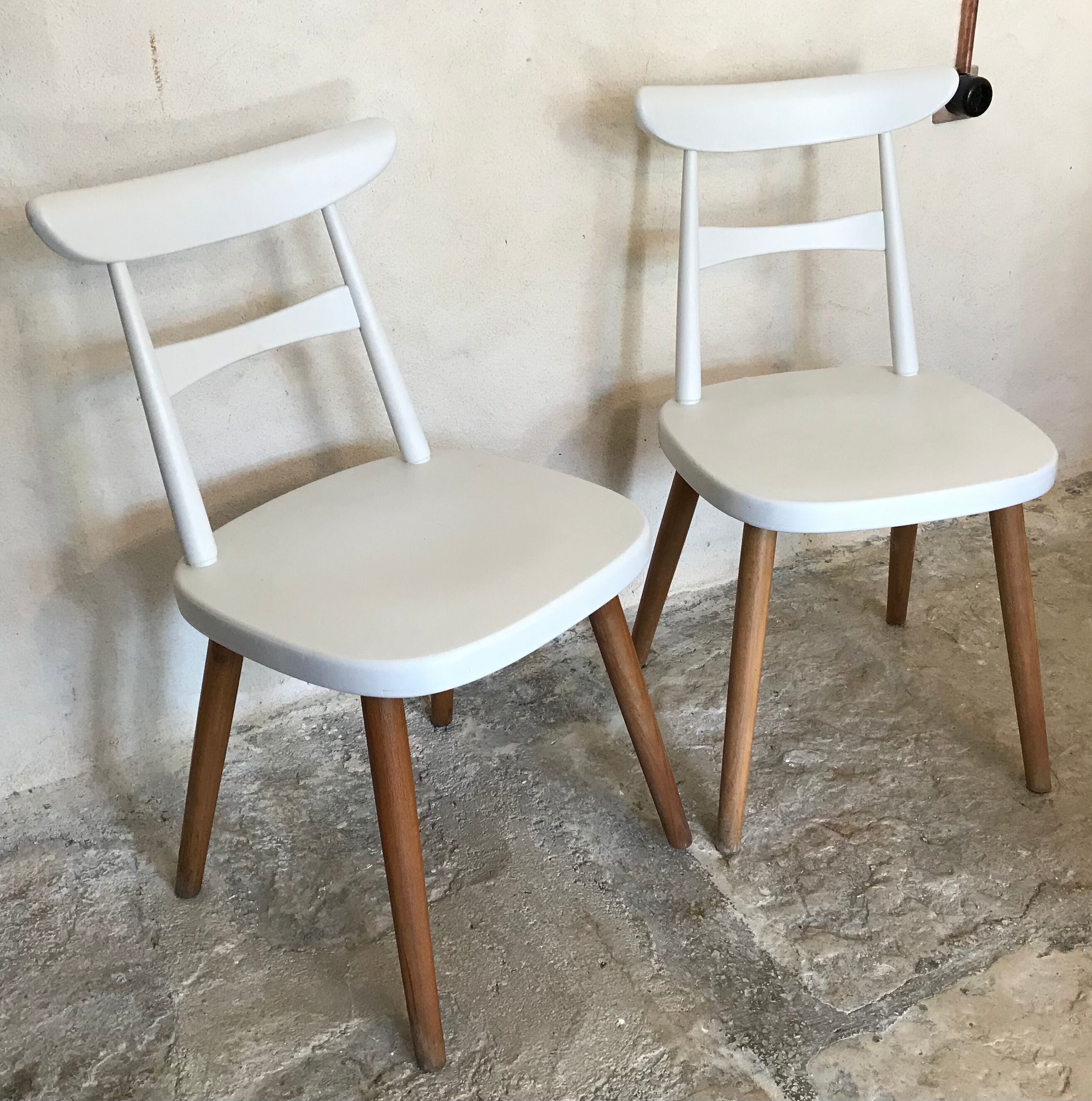 Pair of vintage compass foot chairs