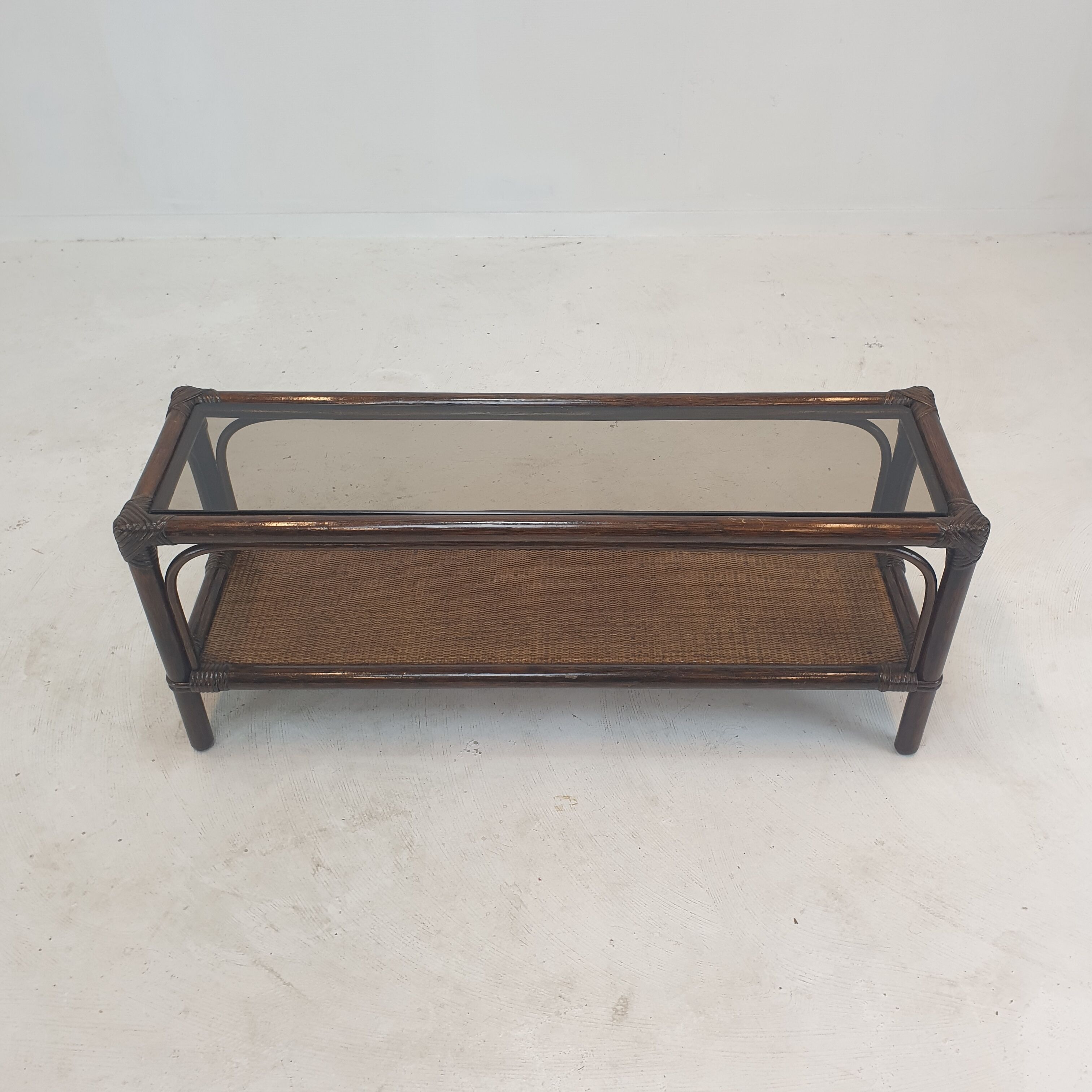 Italian Bamboo and Rattan Coffee Table, 1980s