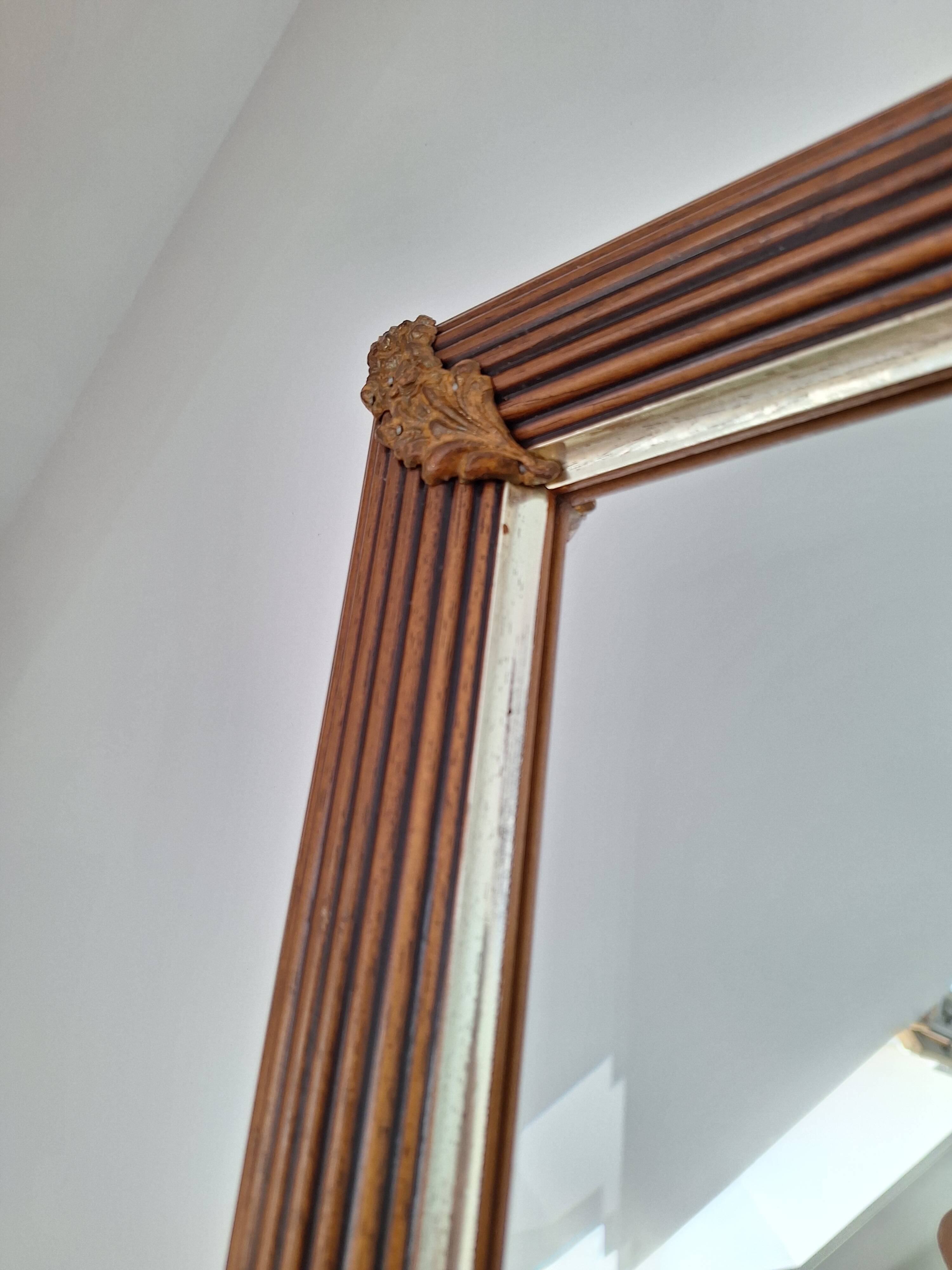 Miroir rectangle doré et bois