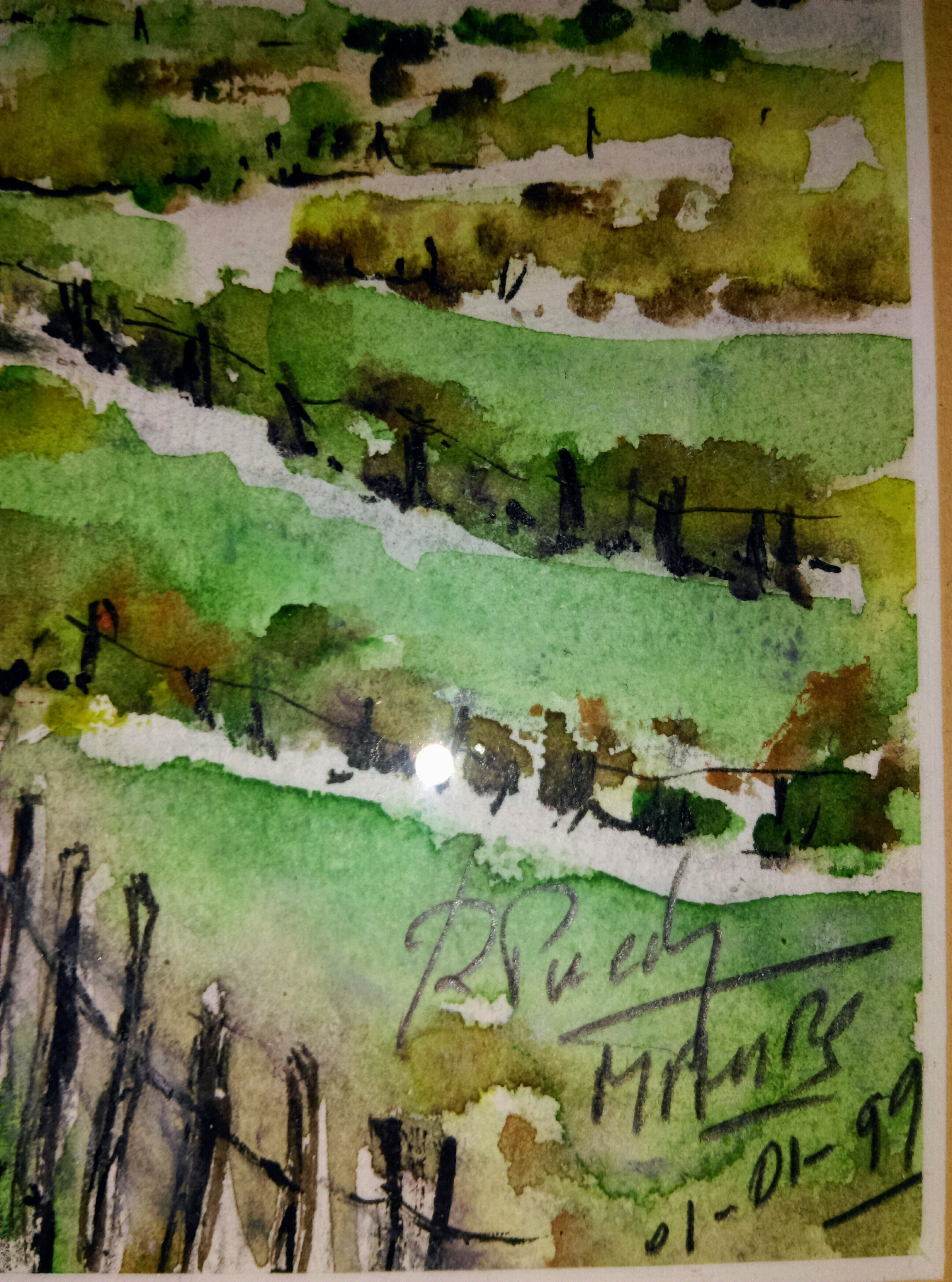 Watercolor painting signed ( r. puech) maurs 15600