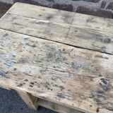 Table industrielle primitive établi en bois naturel brut vintage bohême commerce magasin