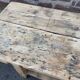 Primitive industrial table workbench in raw natural wood vintage bohemian trade store