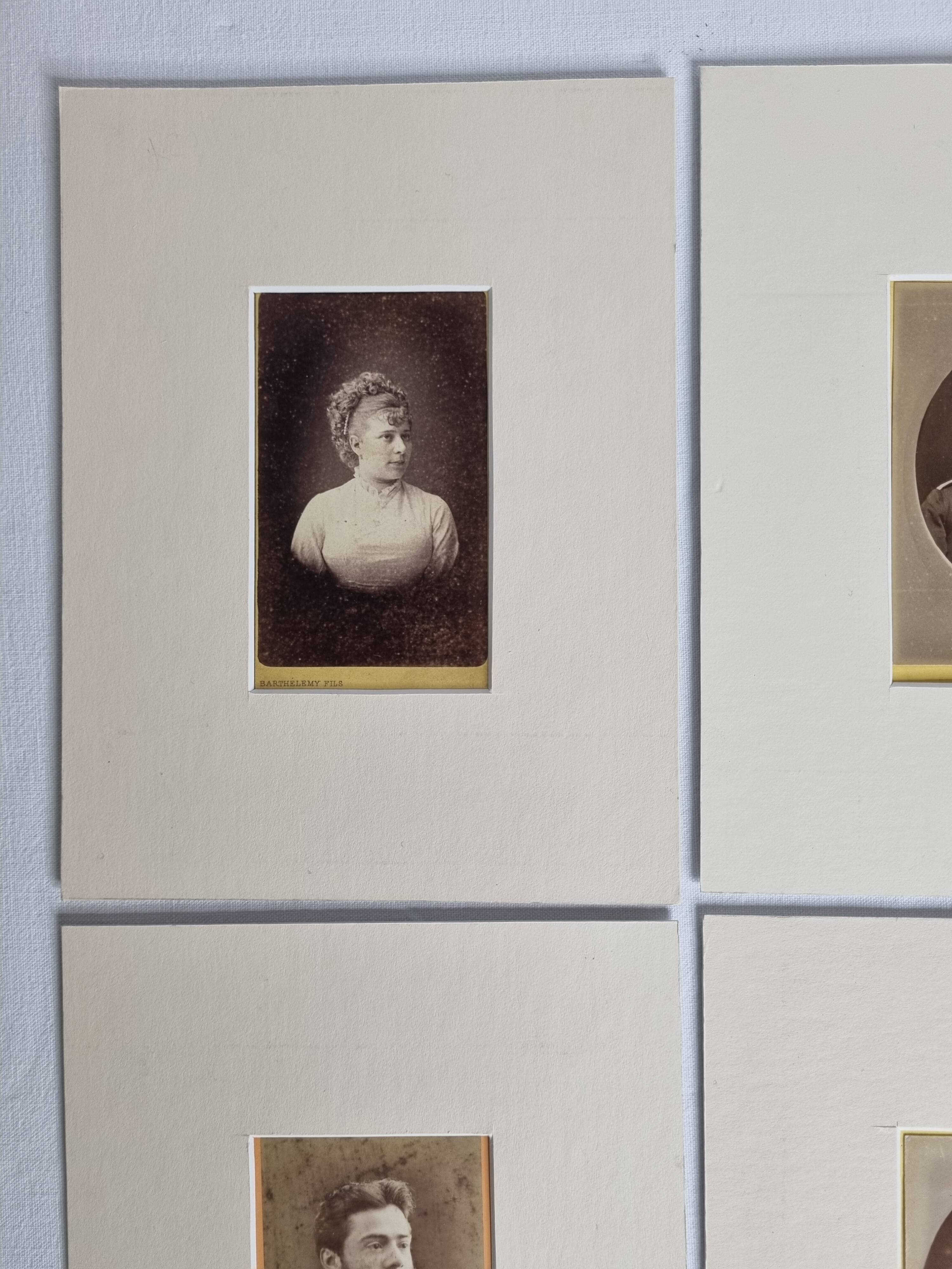 Set of 6 old photographs, oval and rectangular studio portraits from the 19th century