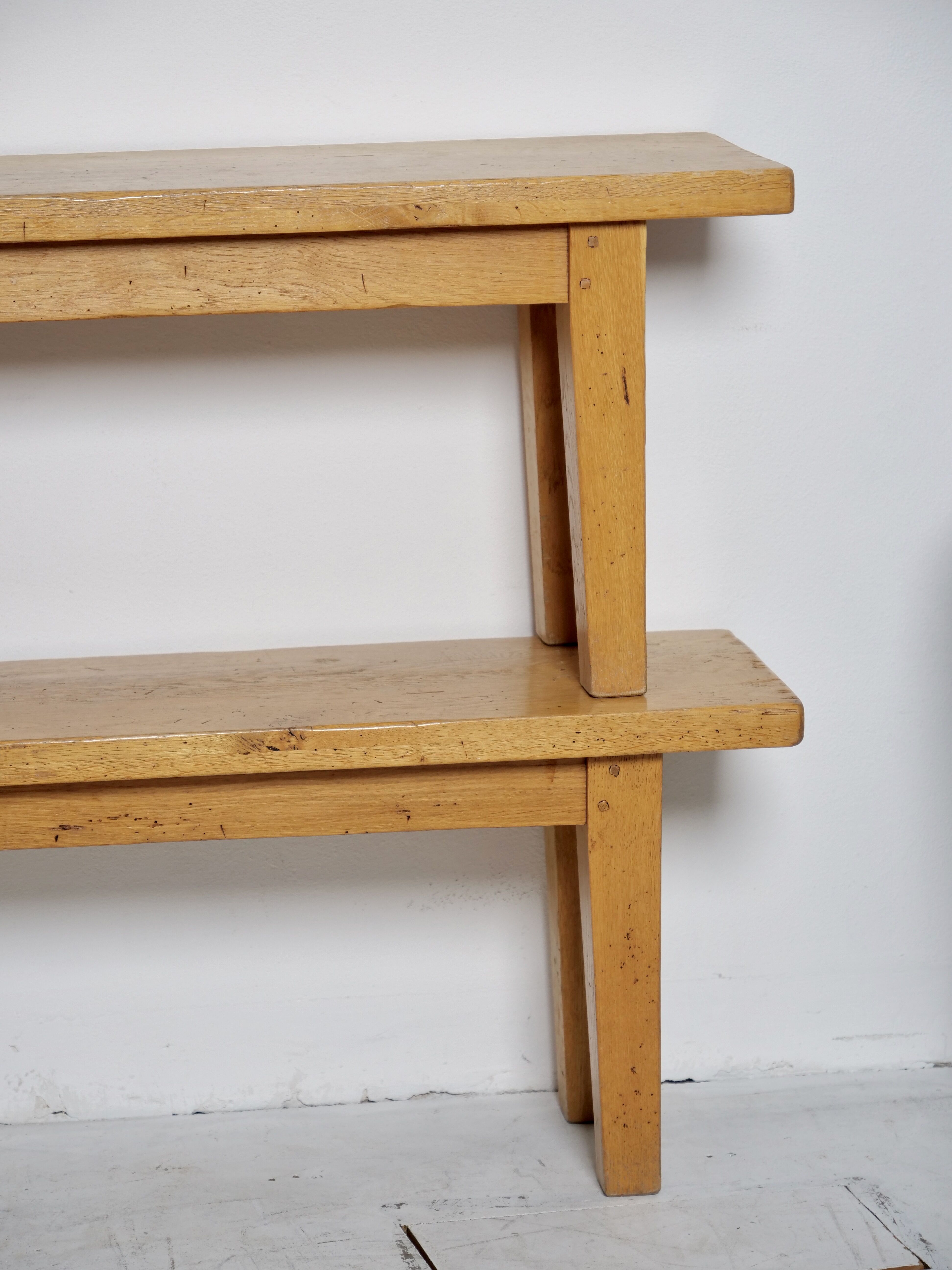 Pair of light oak benches