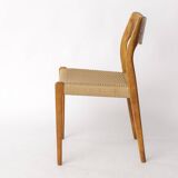 Chaise Niels Otto Møller, modèle 71, chêne danois, corde de papier neuve, années 1960