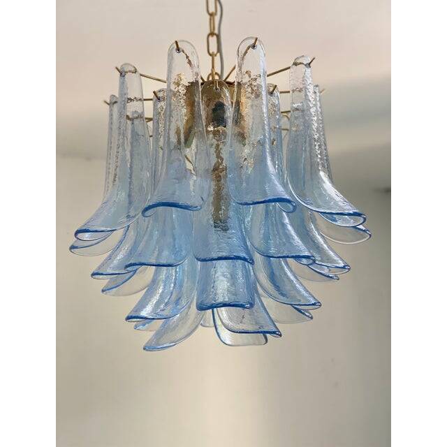Contemporary blue “selle” murano glass chandelier