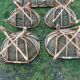 Set of 4 armchairs and 1 vintage rattan bench (5 pieces) inseparable.