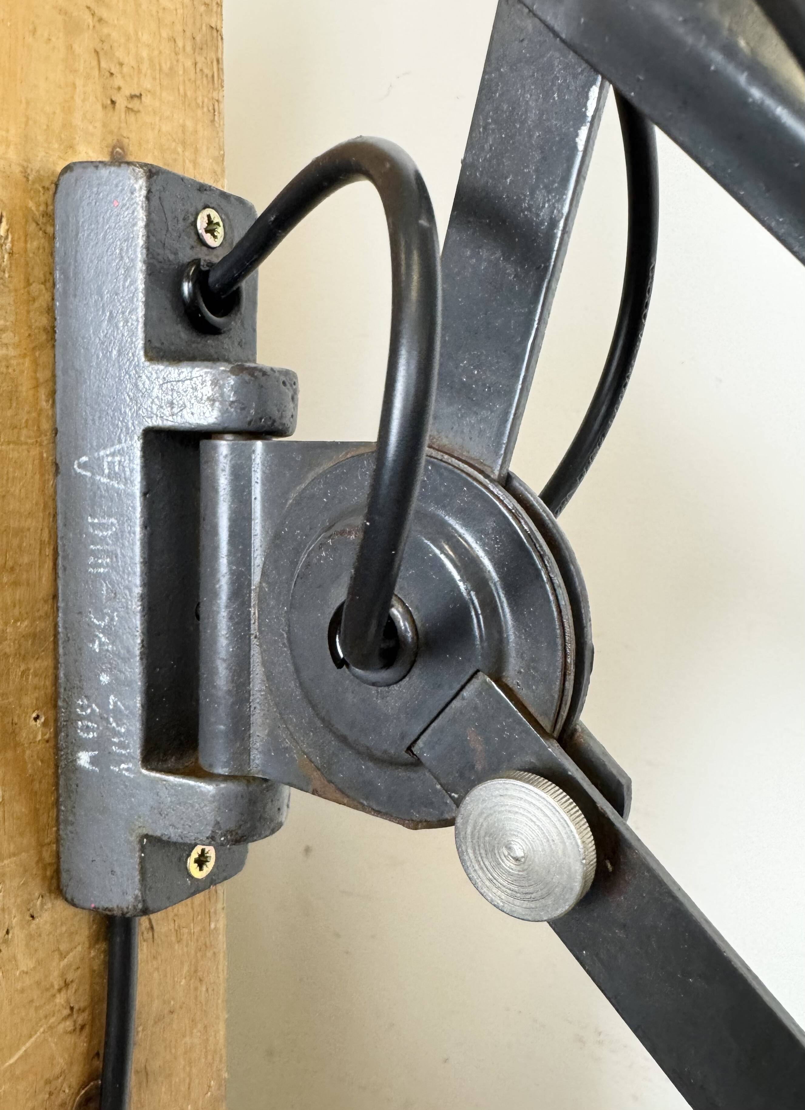 Dark Grey Industrial Scissor Wall Lamp from Elektroinstala, 1960s