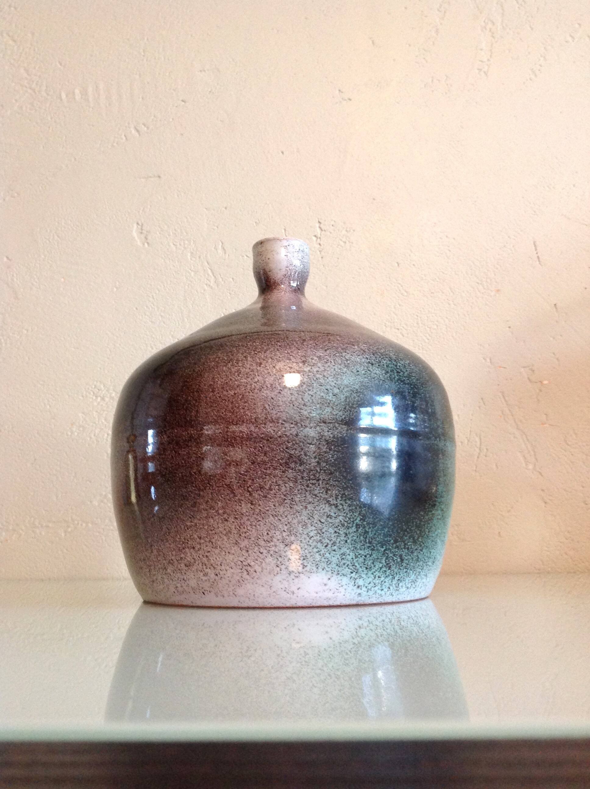 Soliflore ball vase in polychrome ceramic / 70s-80s