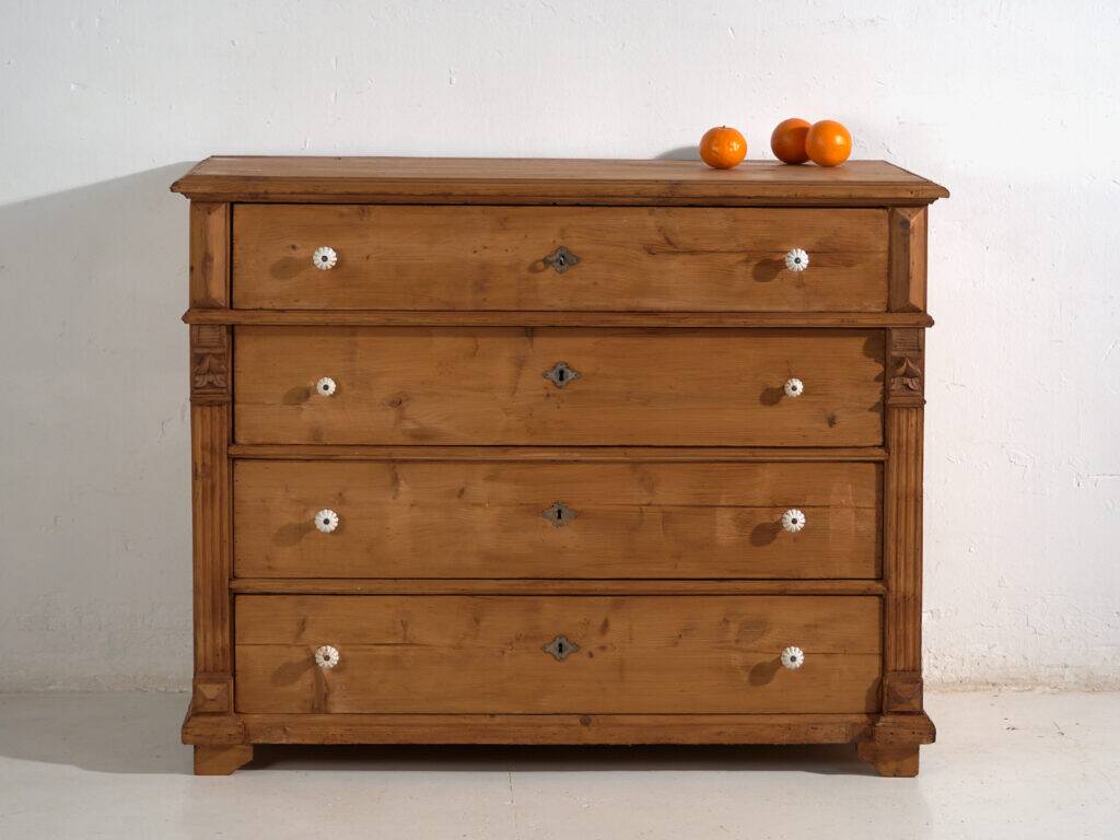 Antique solid pine chest of drawers – European rustic chest of drawers – circa 1900