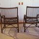 Lot de 2 Fauteuils de jardin en rotin et bambou -Vintage -Années 60 - avec coussins - vernis satin