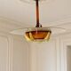 Art Deco pendant light in amber glass and etched glass – Ø 55 cm
