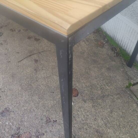 Industrial wood and metal farm table