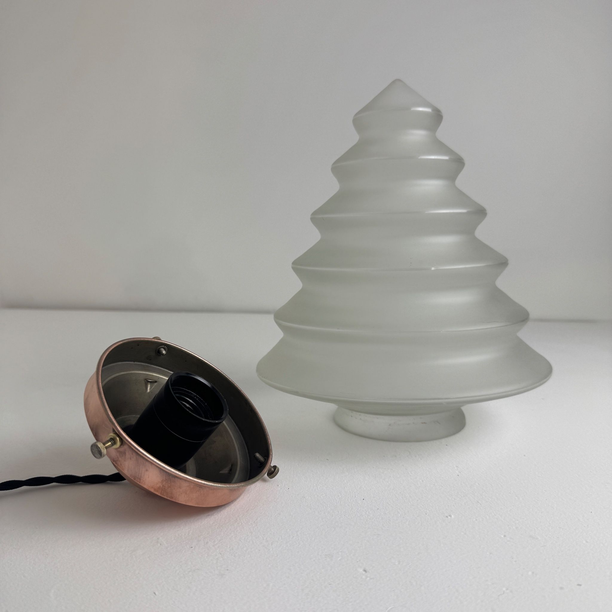 ANTIQUE ART DECO SUSPENSION 1930 FROSTED GLASS