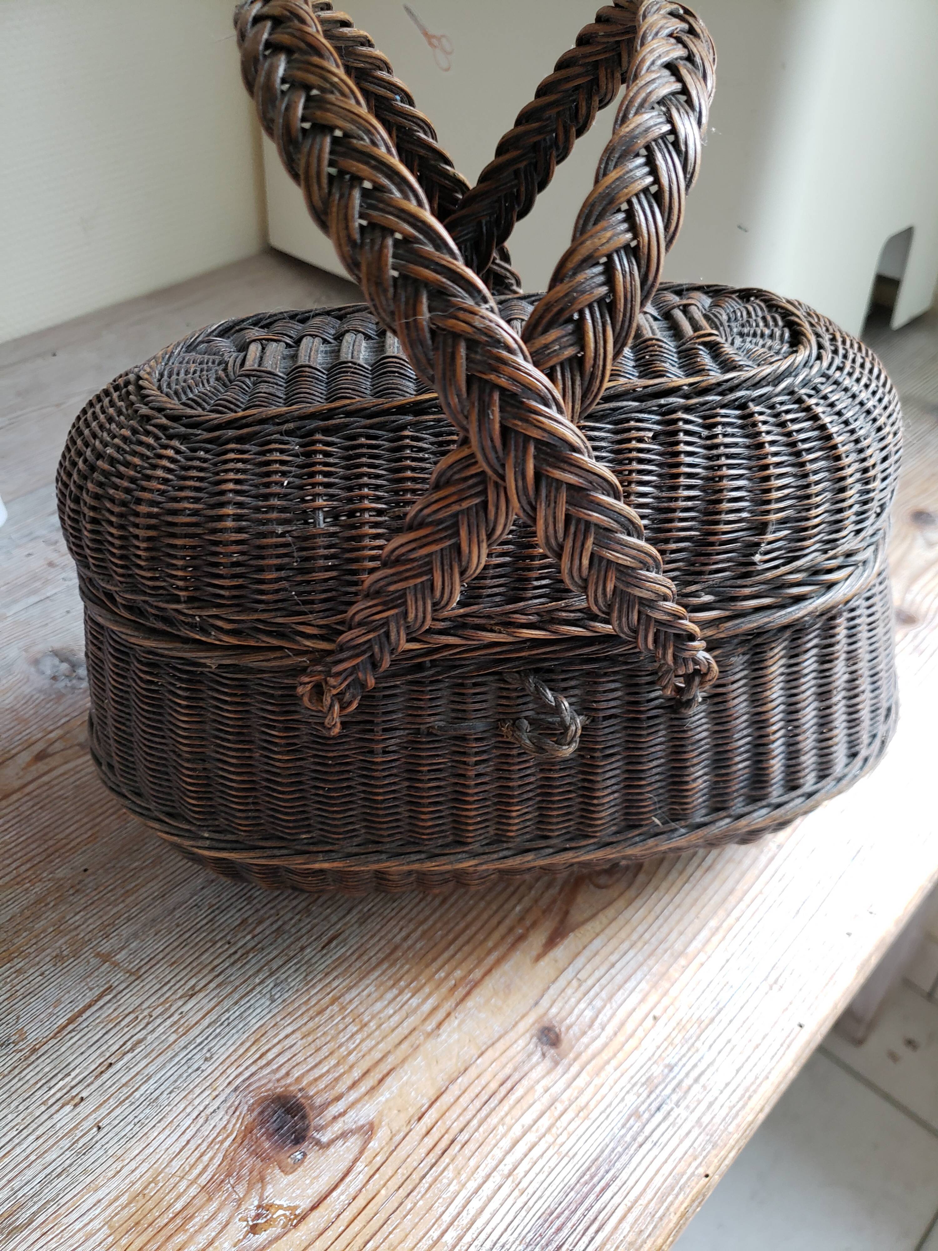 Black wicker market basket