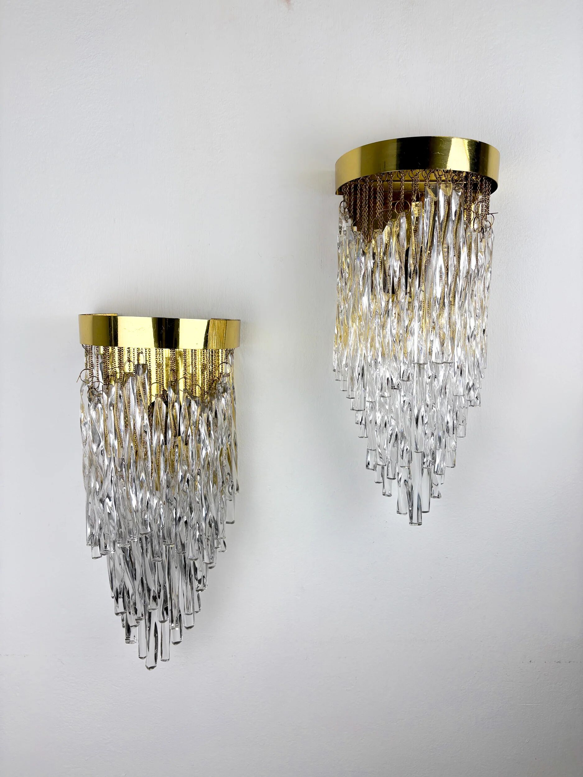 Paire de appliques murales cascade par Venini, verre de Murano, Italie, années 1970