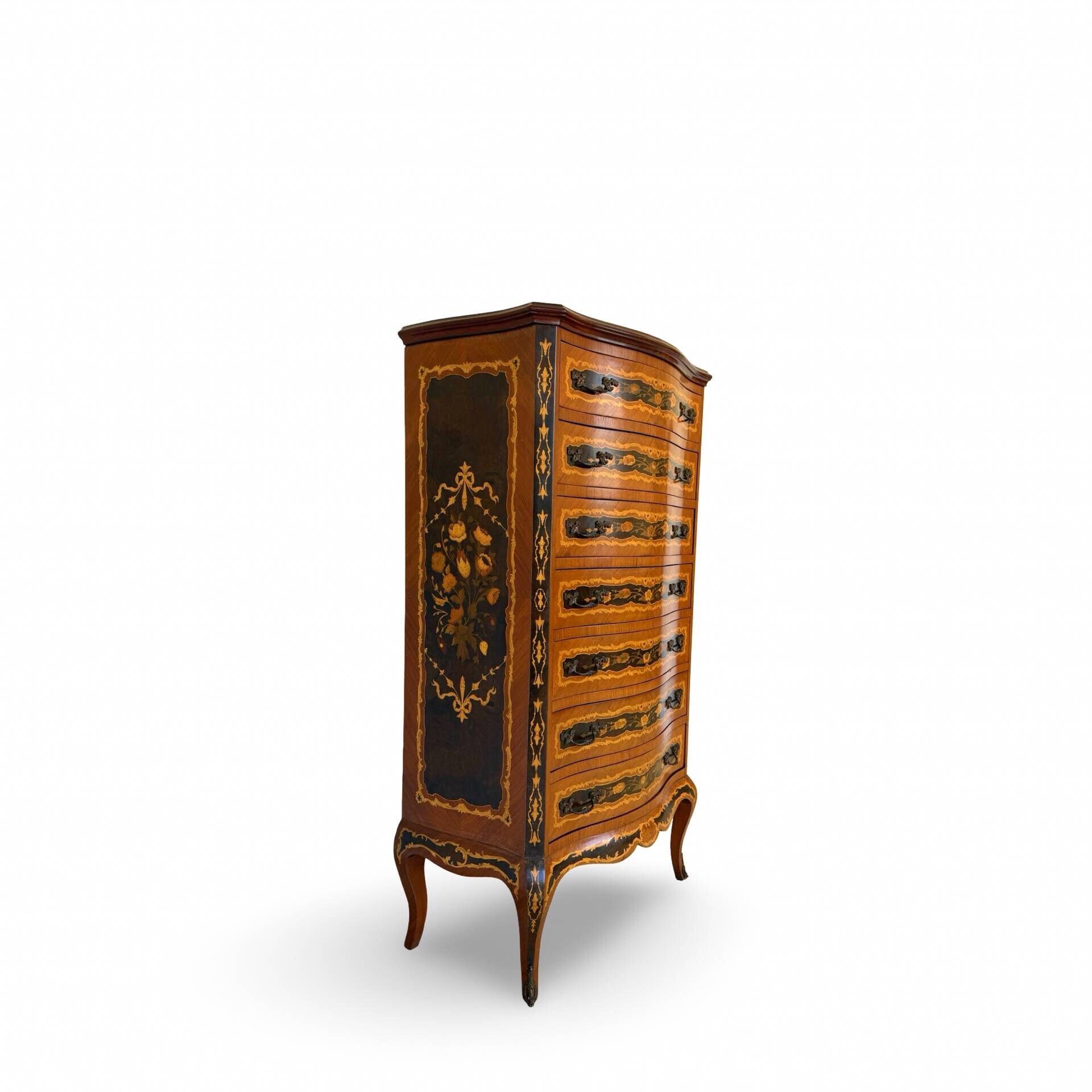 Wooden bedroom suite with inlays in mid-century Italian style, by Pacifici Prete, Rome.