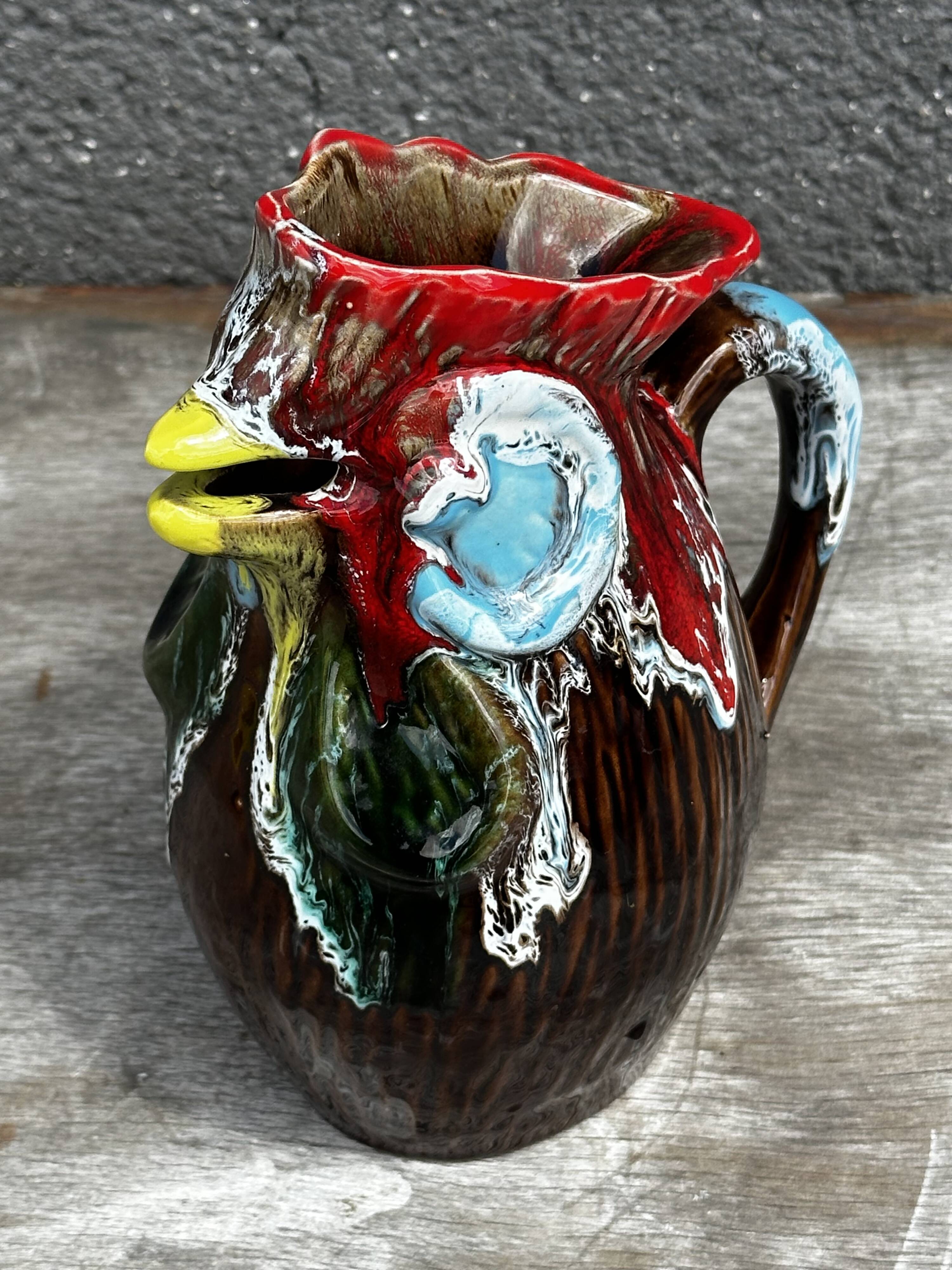 Vallauris Ceramic Rooster Pitcher - 1970s - H 20 cm