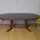 American walnut oval dining table with 2 60s extensions