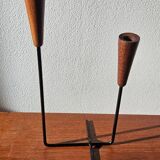 Rare teak and metal candle holder from the mid-century, Denmark, 1960s