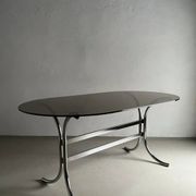 Chrome smoked glass dining table | Italy | 1970s