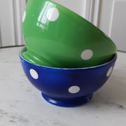 Duo of bowls with klein blue and pistachio green Longchamp 50s