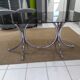 Glass table smoked oval vintage design 1970