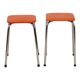 Set of 2 Stools Orange Faux Leather Chrome Base Sixties
