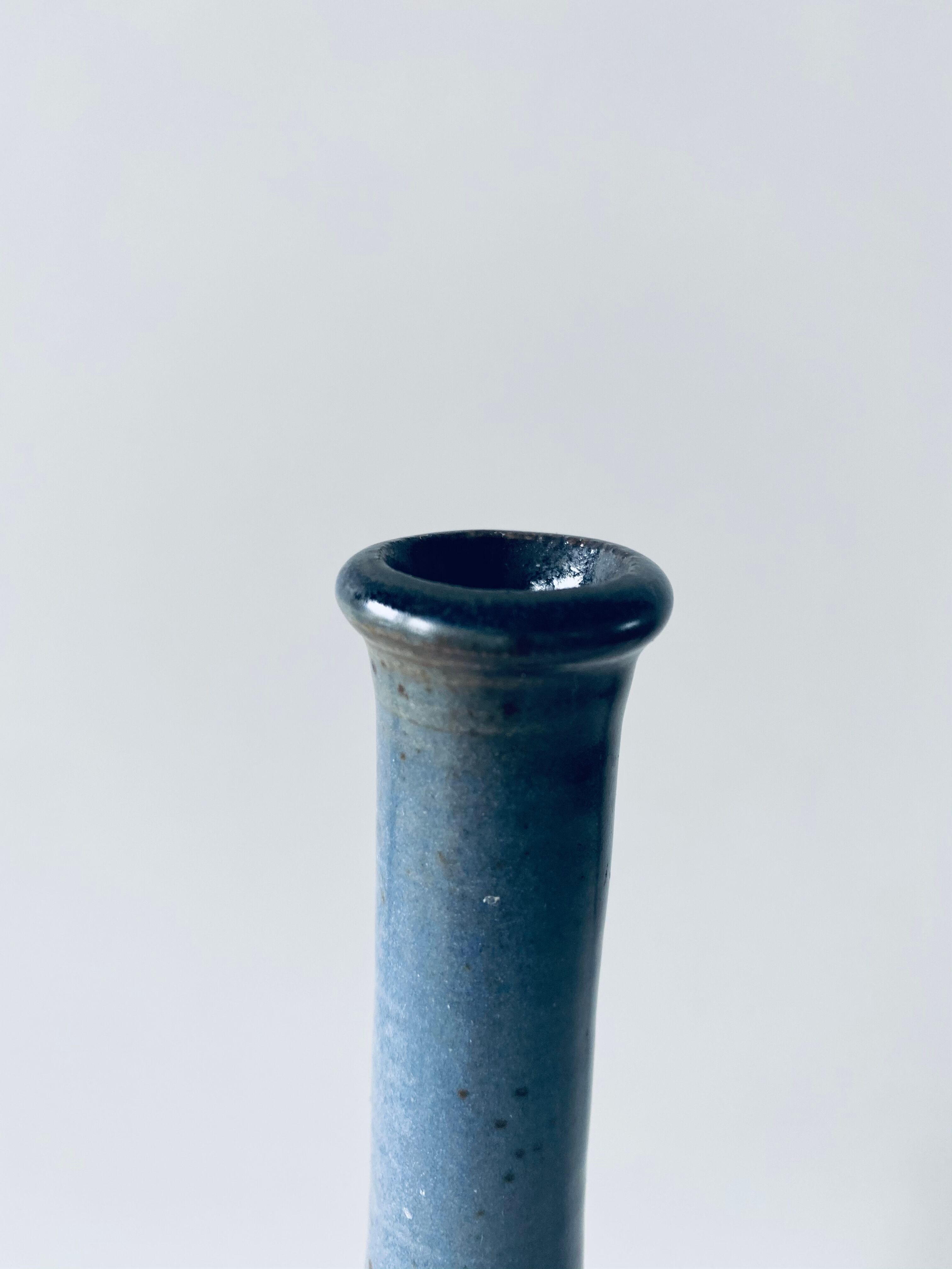 Signed blue sandstone soliflore vase