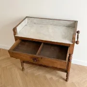 Table de toilette ancienne en bois et marbre