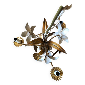 Flower bouquet chandelier old gold and cream