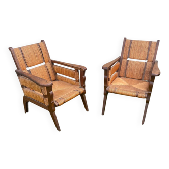 Pair of minimalist design armchairs by Victor Courtray, Ep 40