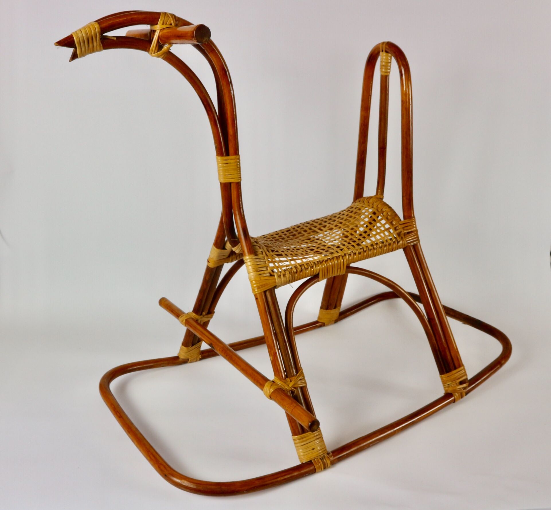 Rattan rocking horse, vintage