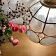 Vintage lampshade suspension in mother-of-pearl and brass