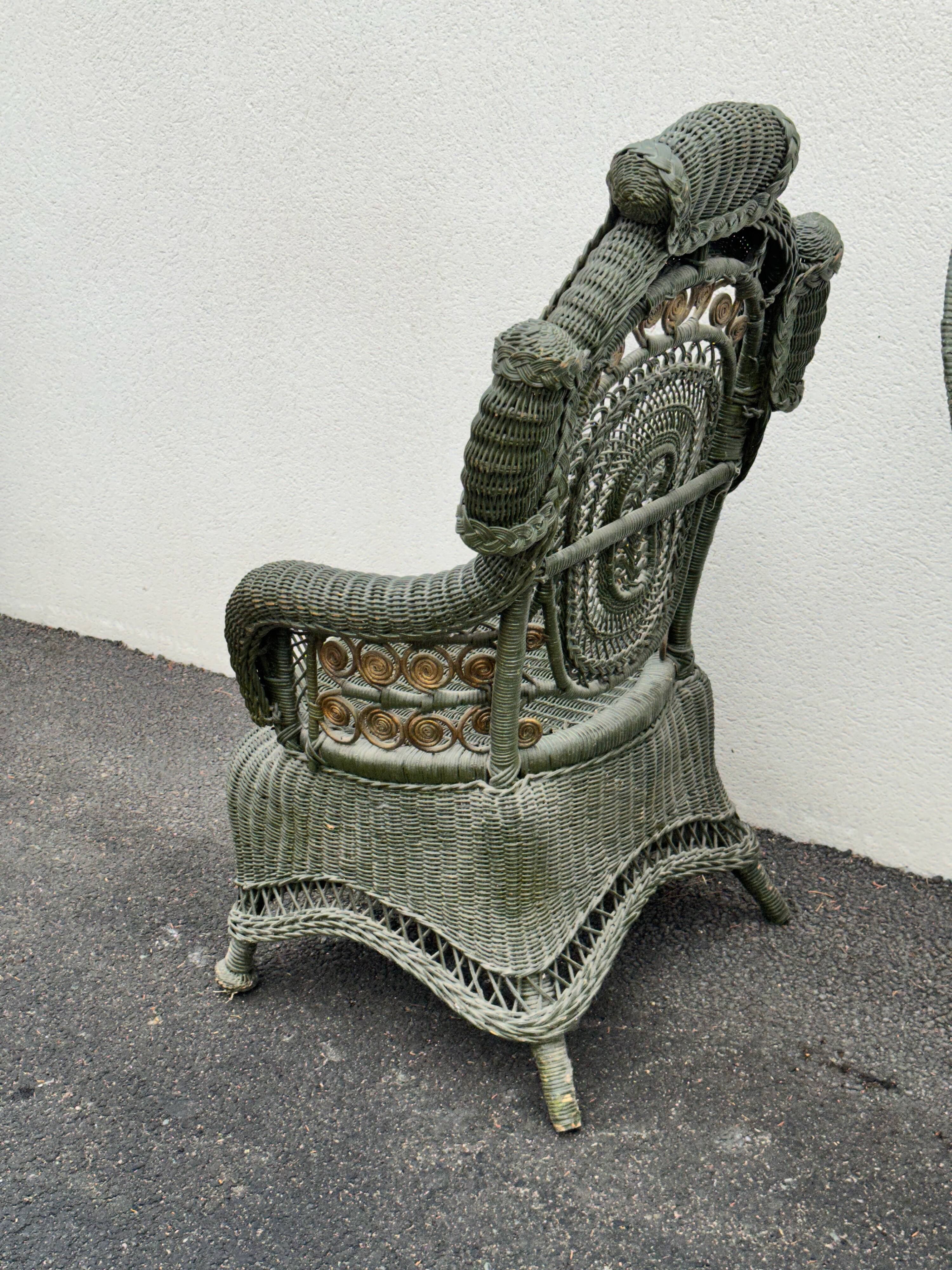 Perret & Vibert pair of ornate rattan armchairs, circa 1890