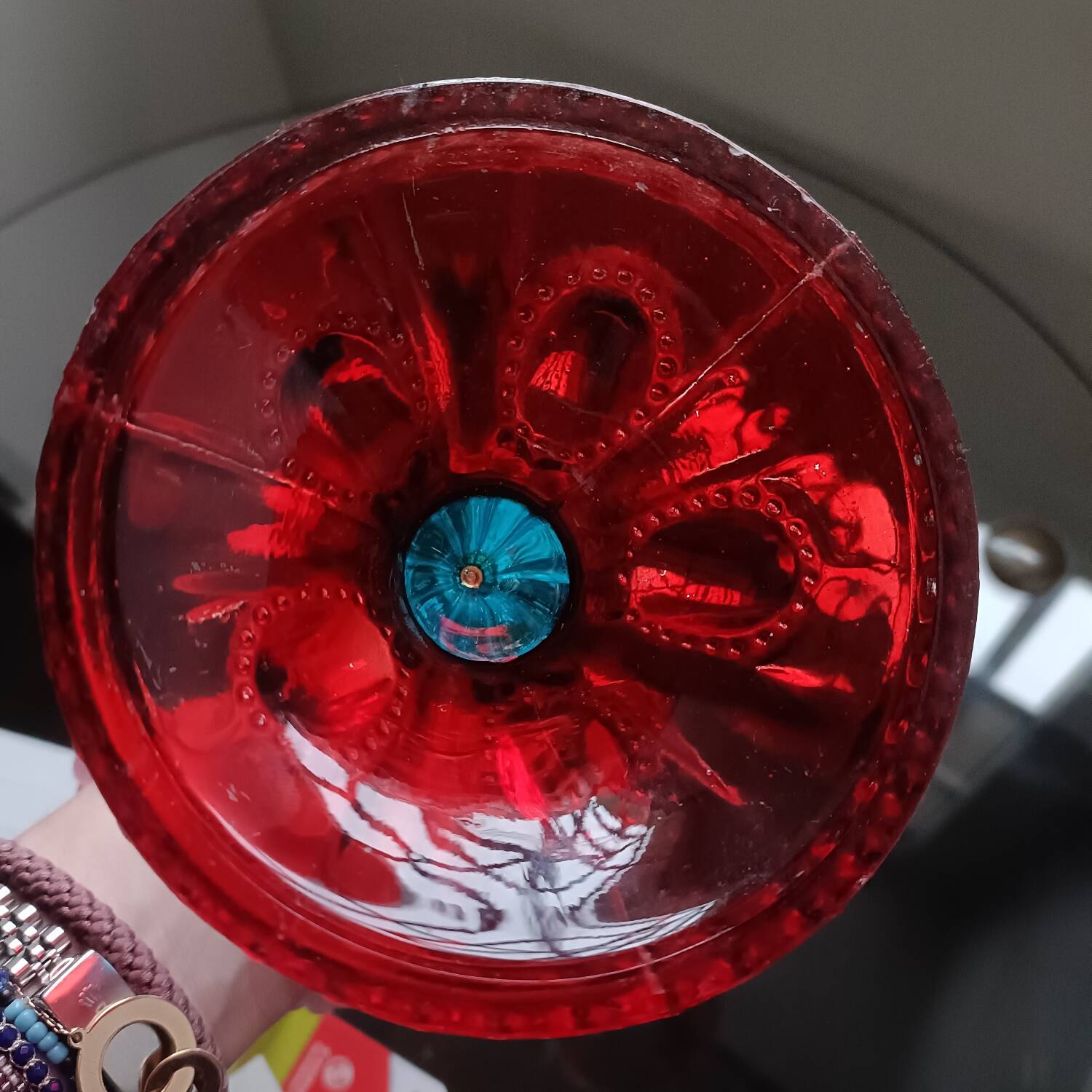 Multicoloured glass candlestick