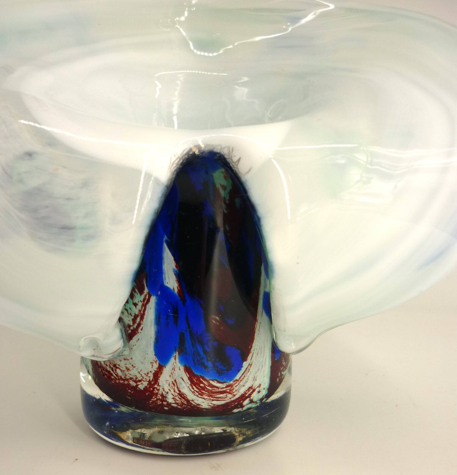 Vase, blown glass, inclusions, large neck, signed Jean Michel Gauthier 2005
