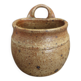 20th-century pyrite stoneware wall pot