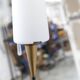 Floor lamp by René Mathieu for Maison Lunel 1950, brass and opaline.