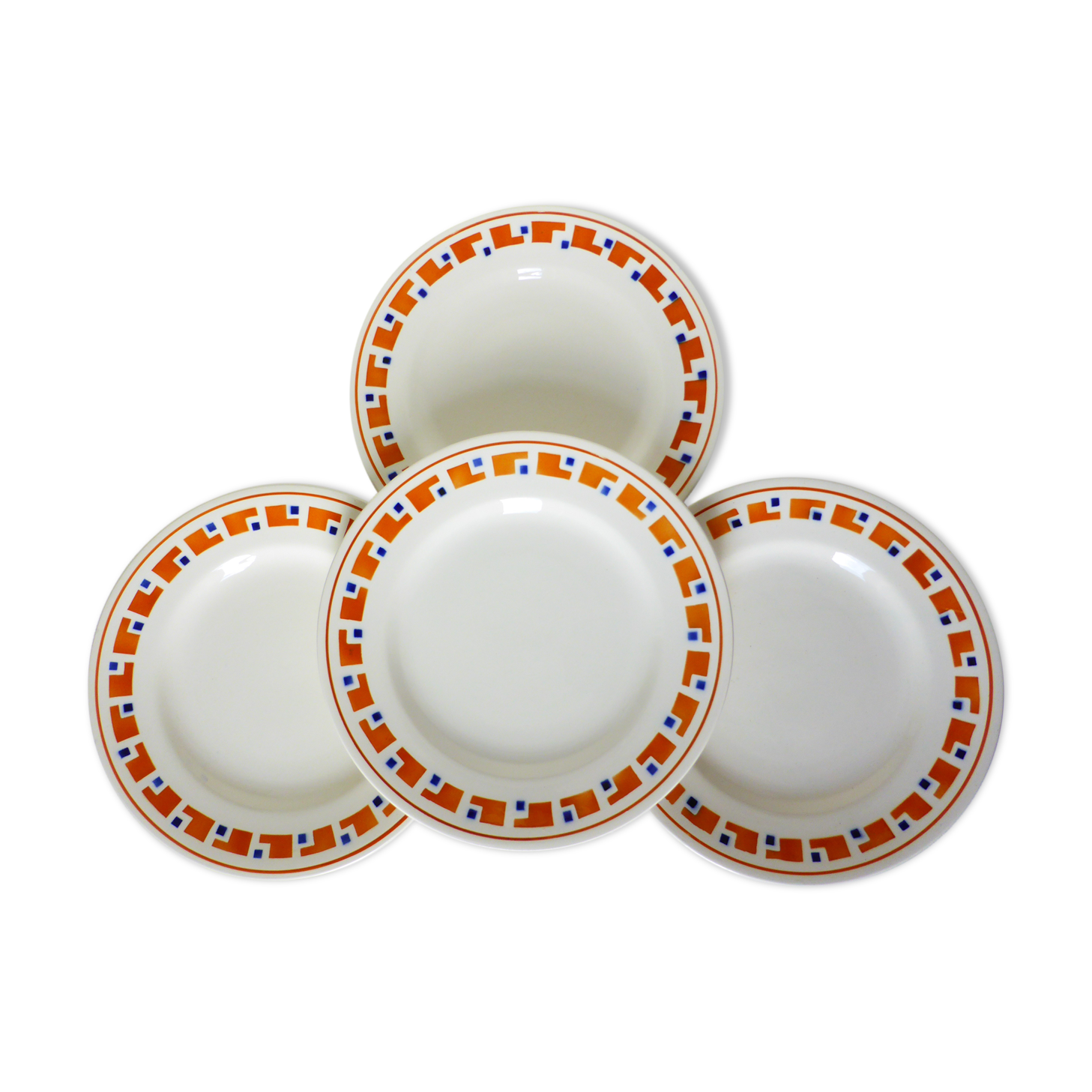 4 assiettes plates en terre de fer des Salins modèle Lucette 210802