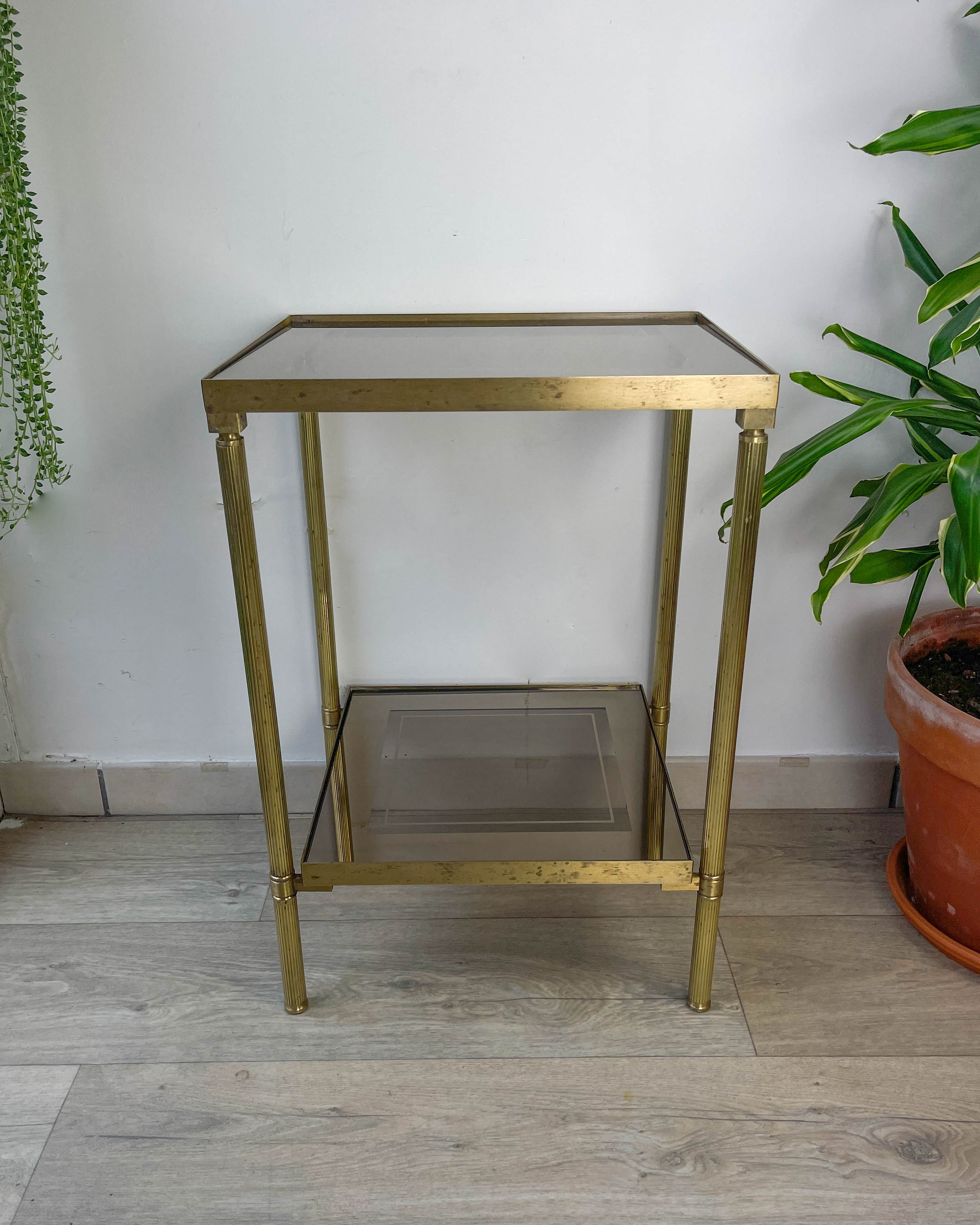 Brass and smoked glass harness 1970