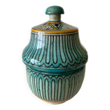Small butter pot Jobbana Morocco Fez 19th century with centipede and geometric decorations